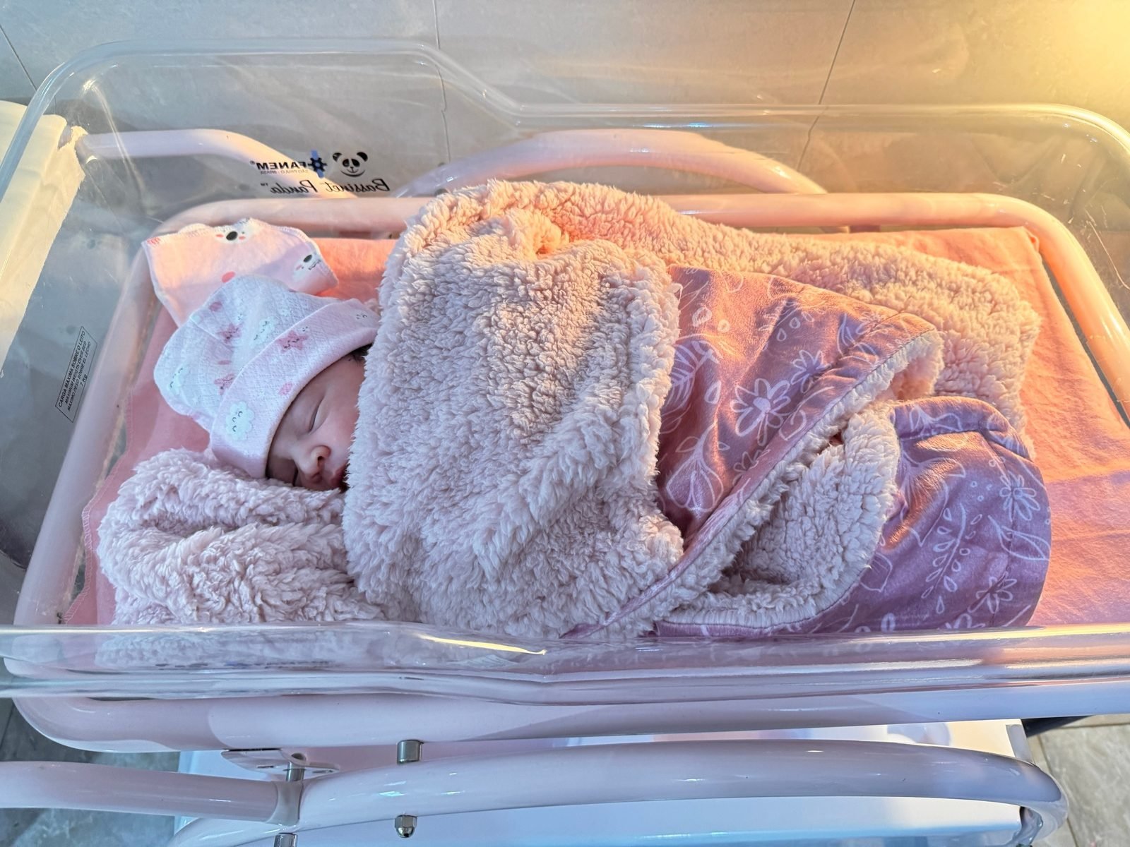 Bebé arropado en una cuna hospitalaria
